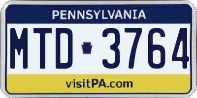 PA license plate MTD3764