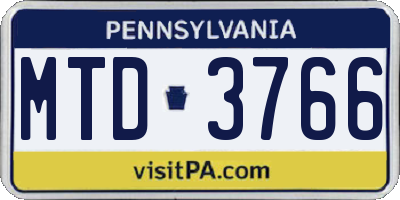 PA license plate MTD3766