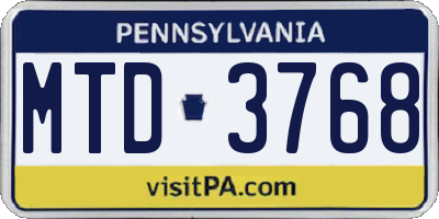 PA license plate MTD3768
