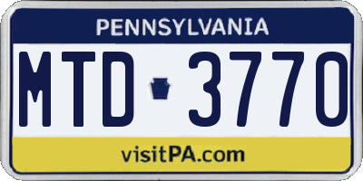PA license plate MTD3770