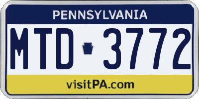 PA license plate MTD3772