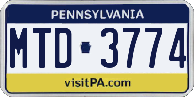 PA license plate MTD3774