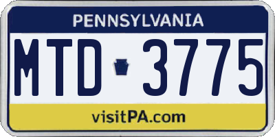 PA license plate MTD3775