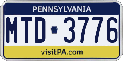 PA license plate MTD3776