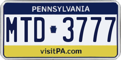 PA license plate MTD3777