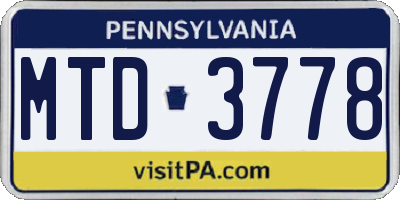 PA license plate MTD3778