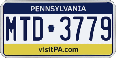 PA license plate MTD3779