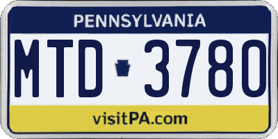 PA license plate MTD3780