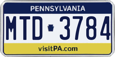 PA license plate MTD3784