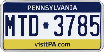 PA license plate MTD3785