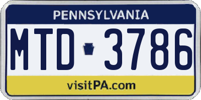 PA license plate MTD3786