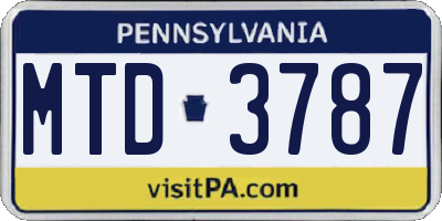 PA license plate MTD3787