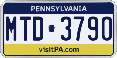 PA license plate MTD3790