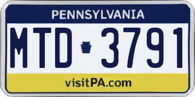 PA license plate MTD3791