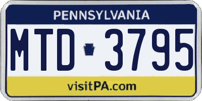 PA license plate MTD3795