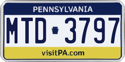 PA license plate MTD3797