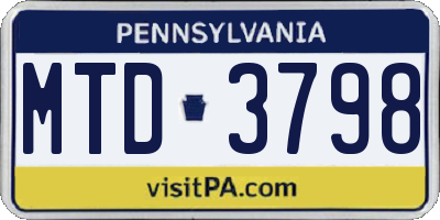 PA license plate MTD3798