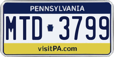PA license plate MTD3799