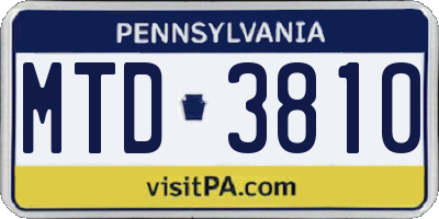 PA license plate MTD3810