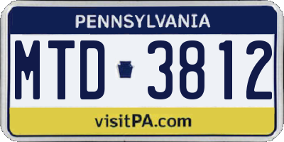 PA license plate MTD3812