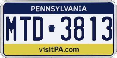 PA license plate MTD3813