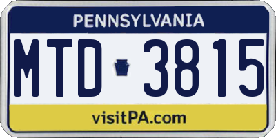 PA license plate MTD3815