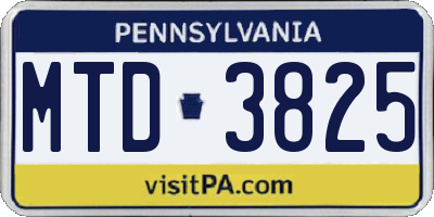 PA license plate MTD3825