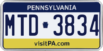 PA license plate MTD3834