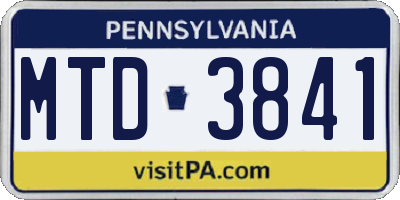 PA license plate MTD3841