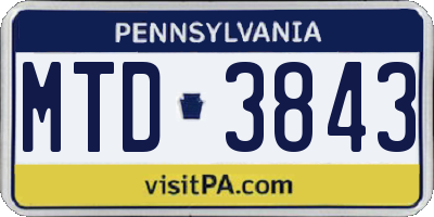 PA license plate MTD3843