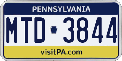 PA license plate MTD3844
