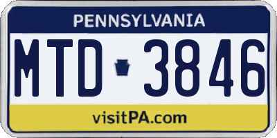 PA license plate MTD3846