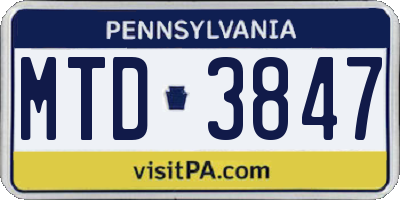 PA license plate MTD3847