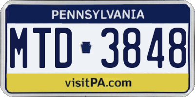 PA license plate MTD3848