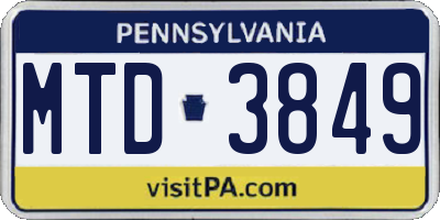 PA license plate MTD3849