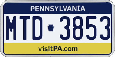 PA license plate MTD3853