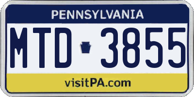 PA license plate MTD3855