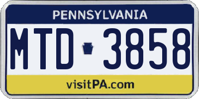 PA license plate MTD3858