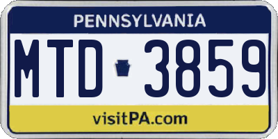 PA license plate MTD3859