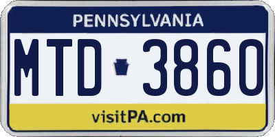 PA license plate MTD3860