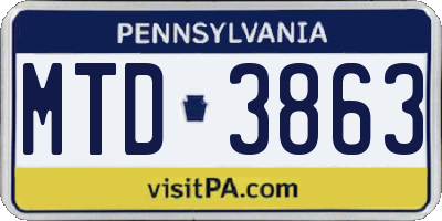 PA license plate MTD3863