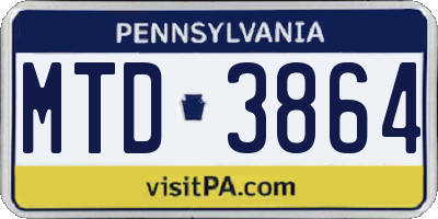 PA license plate MTD3864