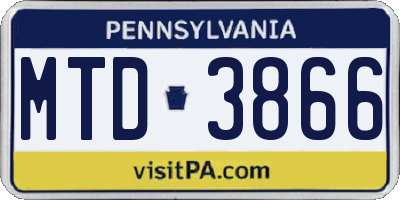 PA license plate MTD3866