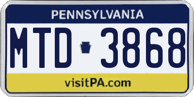 PA license plate MTD3868