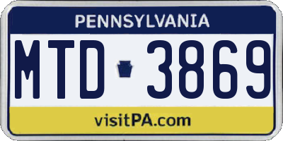 PA license plate MTD3869