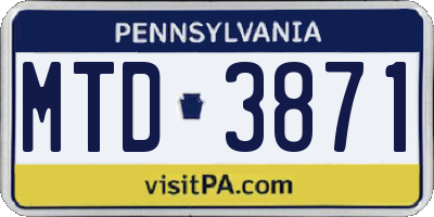 PA license plate MTD3871