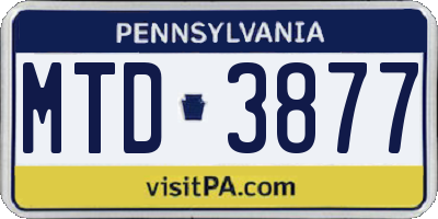PA license plate MTD3877