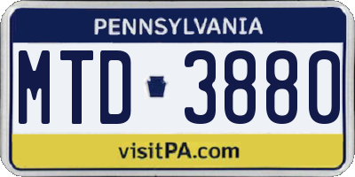 PA license plate MTD3880