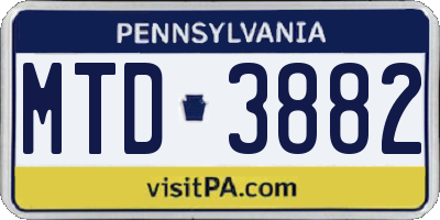 PA license plate MTD3882