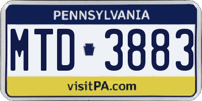 PA license plate MTD3883